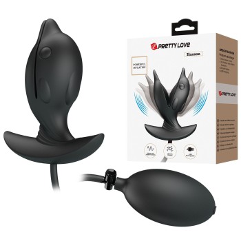 10,6 cm Şişirilebilir ve Titreşimli USB Şarjlı Silikon Anal Plug - Hanson