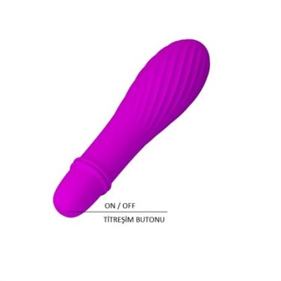 10 Titreşim Modlu Spiral Desenli Mini Silikon Vibratör - Jonathan (Mor)