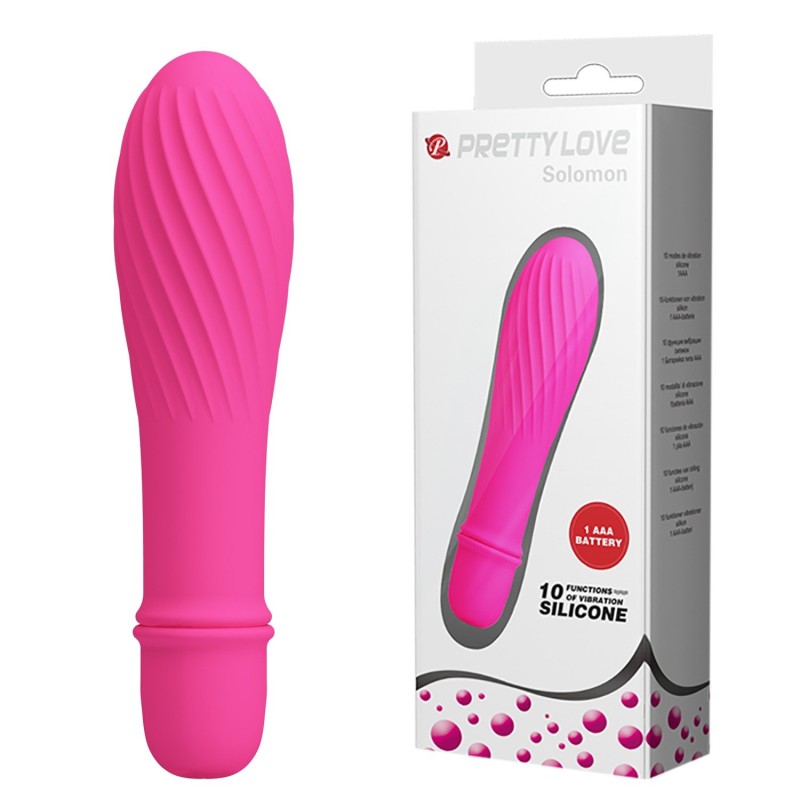 10 Titreşim Modlu Spiral Desenli Mini Silikon Vibratör - Solomon (Fuşya)