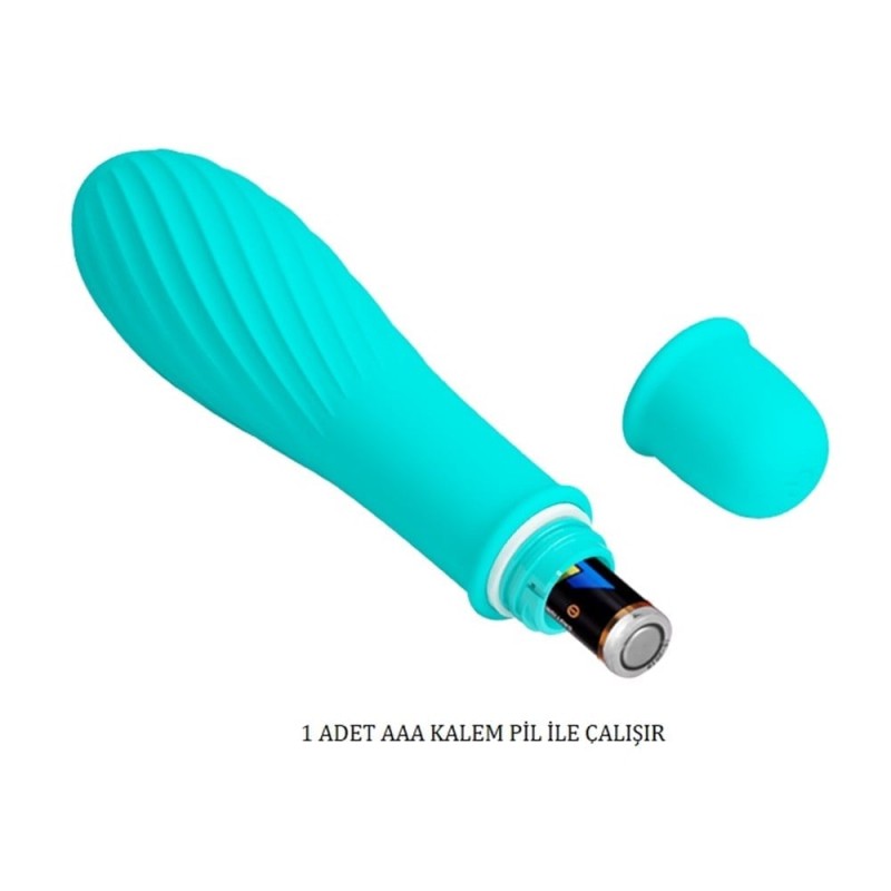 10 Titreşim Modlu Spiral Desenli Mini Silikon Vibratör - Solomon (Turkuaz)