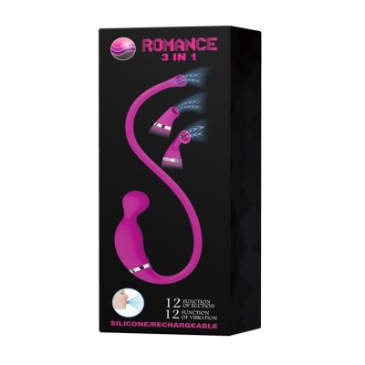 12 Fonksiyonlu Emme + Titreşimli 3 Başlıklı USB Şarjlı Klitoris Uyarıcı – Romance 3 in 1