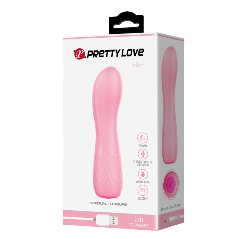 12 Fonksiyonlu USB Şarjlı G-Spot Vibratör - Alice (Pembe)