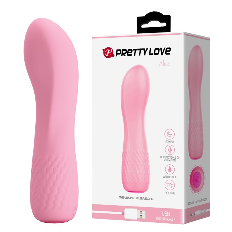 12 Fonksiyonlu USB Şarjlı G-Spot Vibratör - Alice (Pembe)
