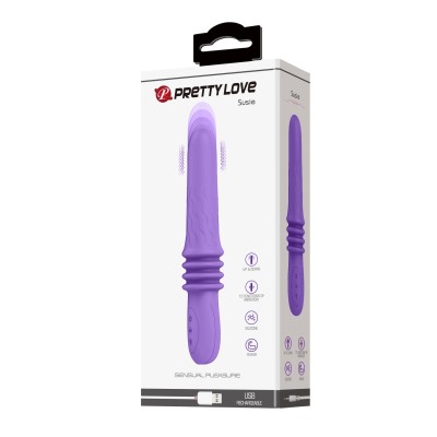 12 Fonksiyonlu USB Şarjlı İleri Geri Hareketli Vibratör - Susie (Mor)