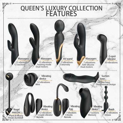 12 Parça Altın Siyah Çiftler Seti – Queen’s Luxury Collection