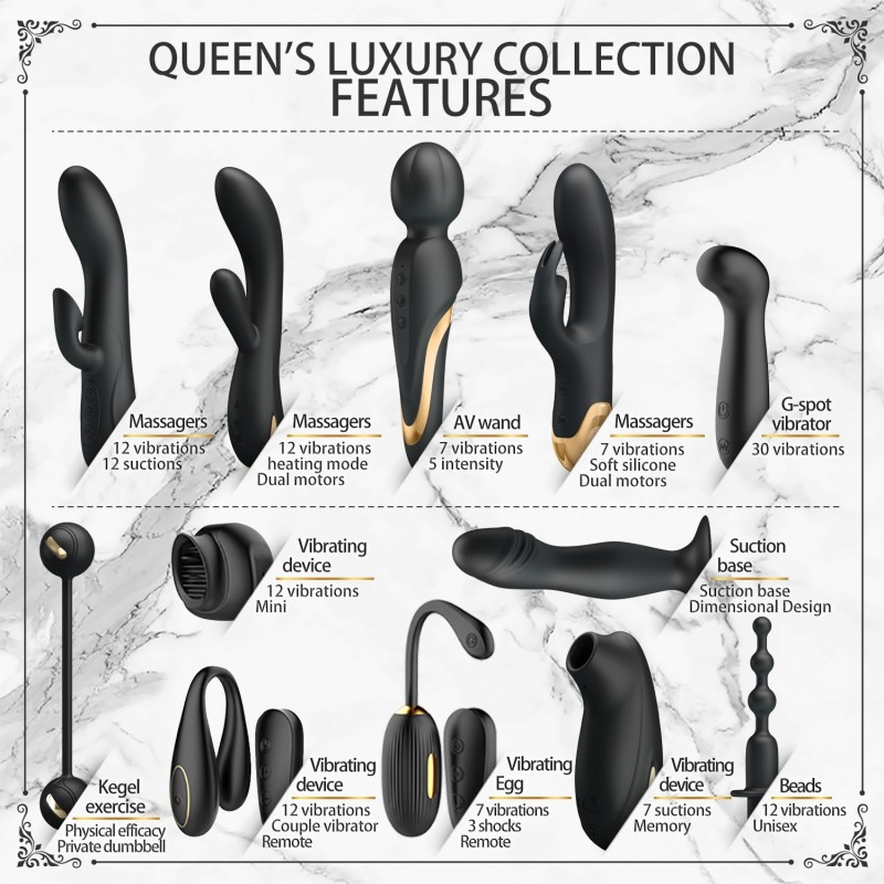 12 Parça Altın Siyah Çiftler Seti – Queen’s Luxury Collection