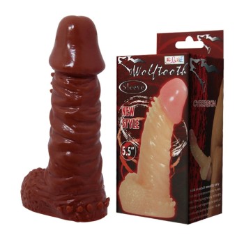 14,4 cm Klitoral Uyarıcılı Tırtıklı Damarlı Penis Kılıfı