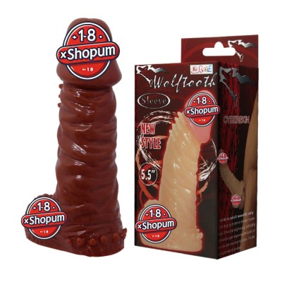 14,4 cm Klitoral Uyarıcılı Tırtıklı Damarlı Penis Kılıfı