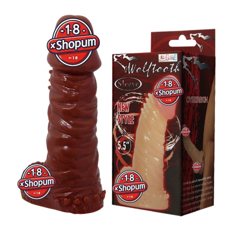 14,4 cm Klitoral Uyarıcılı Tırtıklı Damarlı Penis Kılıfı