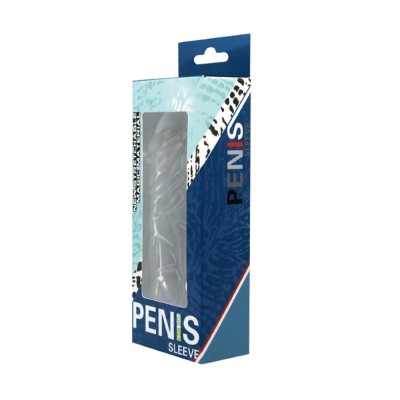 14 cm Damarlı Uzatmalı Şeffaf Silikon Penis Kılıfı