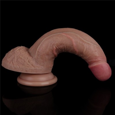 18.5 cm Realistik Çift Katmanlı Yeni Nesil Vantuzlu Melez Dildo Penis