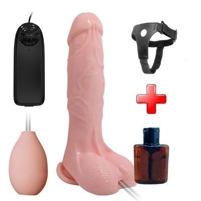 19,3 cm Belden Bağlamalı Su Fışkırtmalı Realistik Titreşimli Penis Anal Vajinal Dildo Mastürbatör