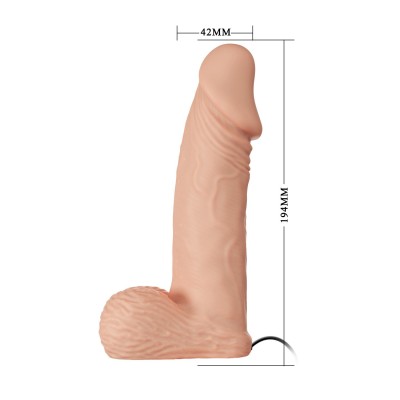 19,4 cm Belden Bağlamalı İçi Dolu Titreşimli Strapon Penis