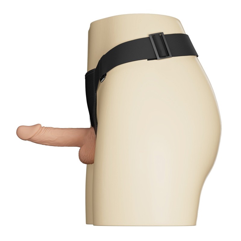 19,4 cm Belden Bağlamalı İçi Dolu Titreşimli Strapon Penis