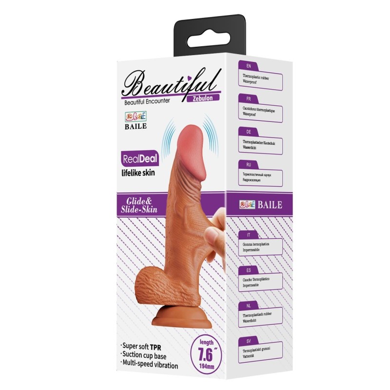 19,4 cm Çift Katmanlı Gerçekçi Titreşimli Dildo Vibratör Penis - Zebulon