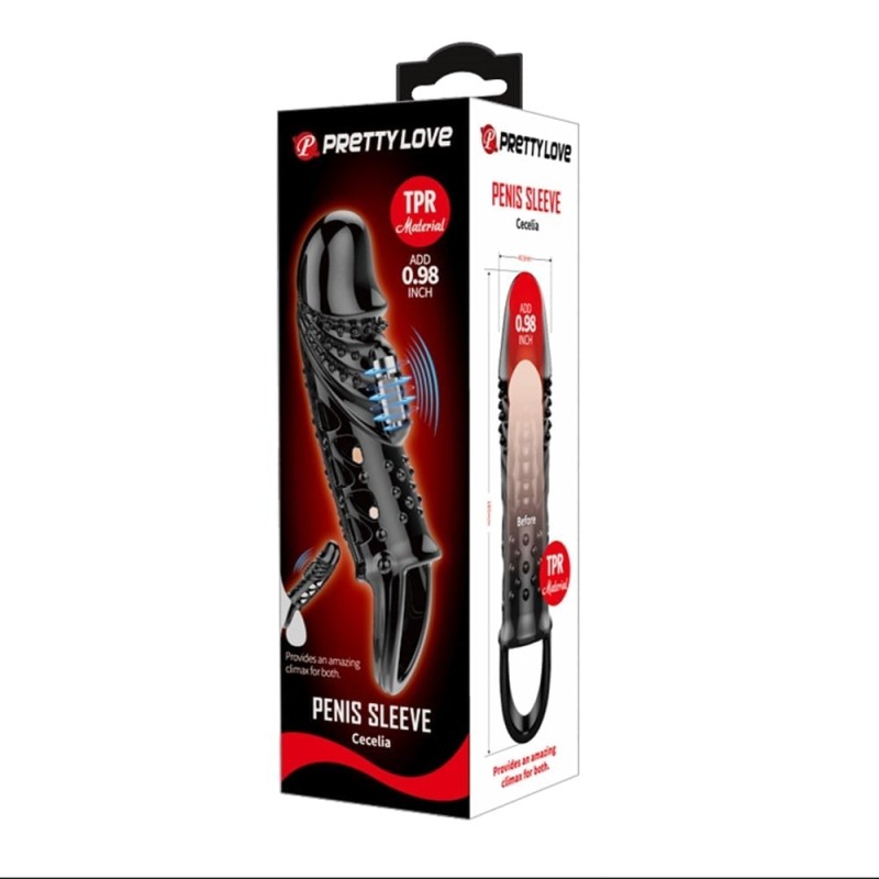 2,5 cm Dolgu Uzatmalı Titreşimli Zenci Penis Kılıfı Prezervatif Vibratör