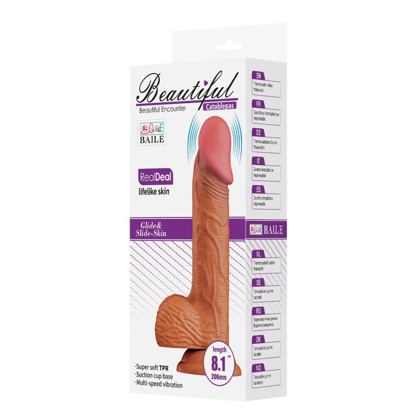 20,6 cm Melez Realistik Titreşimli Belden Bağlamalı Vantuzlu Dildo – Catoblepas