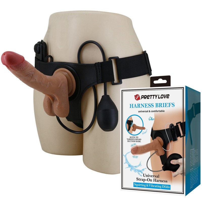 20 cm Belden Bağlamalı Titreşimli ve Boşalabilir Melez Strapon Penis – Oher