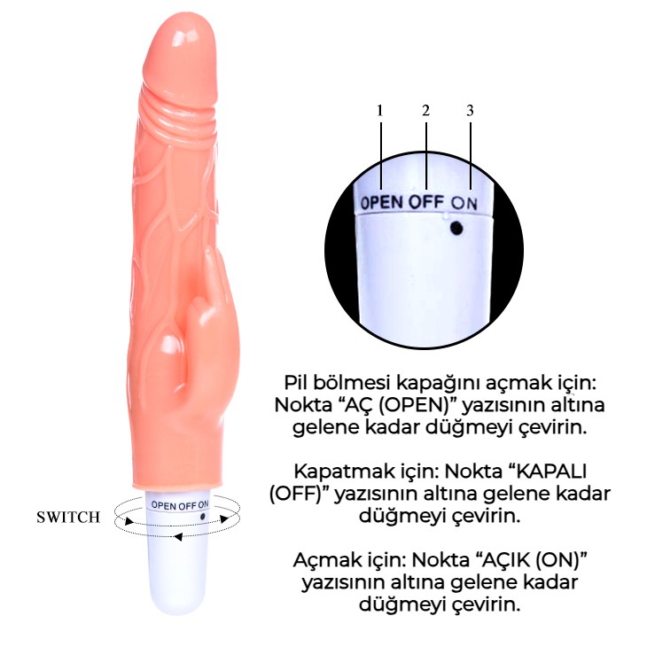 20 cm Klitoris Uyarıcılı Titreşimli Vibratör Dildo Penis