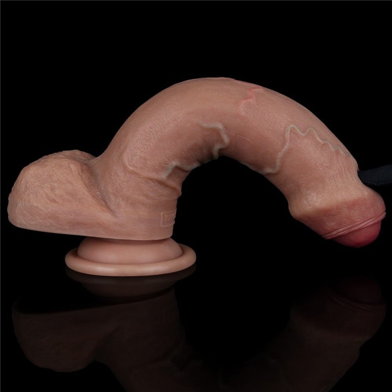 20.5 cm Realistik Çift Katmanlı Yeni Nesil Vantuzlu Belden Bağlamalı Melez Dildo Penis