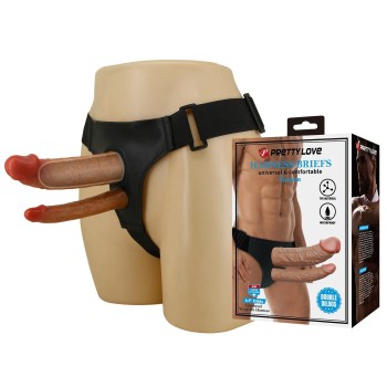 21,5 cm Belden Bağlamalı Çift Dildolu İçi Boş Strapon Penis