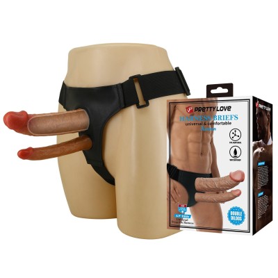 21,5 cm Belden Bağlamalı Çift Dildolu İçi Boş Strapon Penis