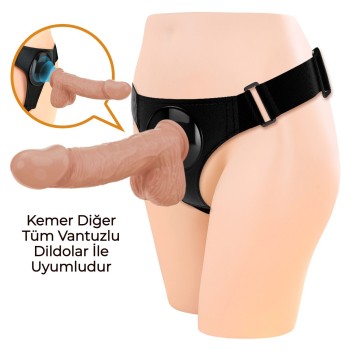 21,8 cm Belden Bağlamalı İçi Dolu Strapon Penis - Jerry