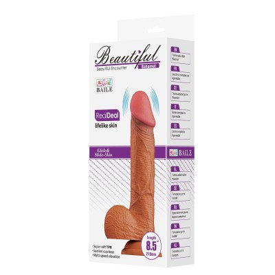 21,8 cm Et Dokulu Gerçekçi Çift Katmanlı Titreşimli Belden Bağlamalı Silikon Penis – Bahamut