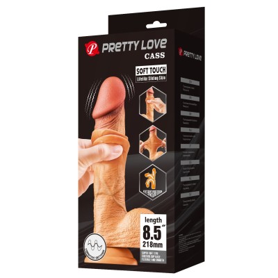 21,8 cm Kıkırdak Yapılı Çift Katmanlı Gerçekçi Titreşimli Dildo Penis - Cass