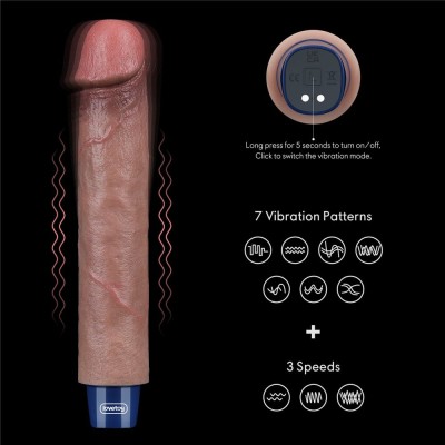 22.8 cm USB Şarjlı Yeni Nesil Realistik Testissiz Titreşimli Zenci Dildo Penis
