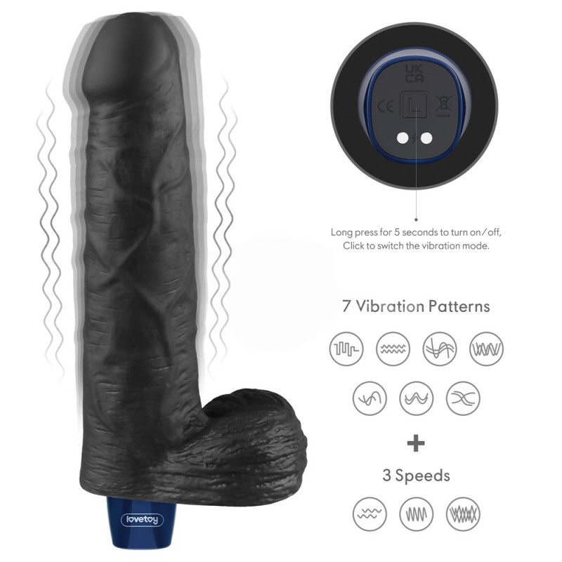 22.6 cm USB Şarjlı Yeni Nesil Realistik Titreşimli Zenci Dildo Penis