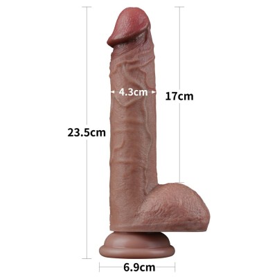 23.5 cm Realistik Çift Katmanlı Yeni Nesil Silikon Vantuzlu Melez Dildo Penis