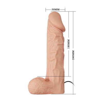 24 cm Belden Bağlamalı İçi Dolu Titreşimli Büyük Strapon Penis