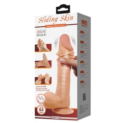 24 cm Kıkırdak Yapılı Çift Katmanlı Gerçekçi Titreşimli Dildo Penis - Sadik