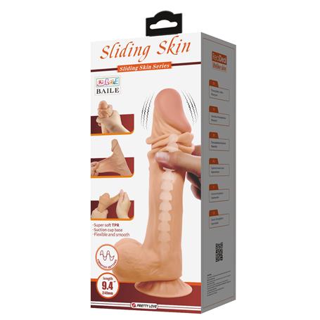 24 cm Kıkırdak Yapılı Çift Katmanlı Gerçekçi Titreşimli Dildo Penis - Sadik