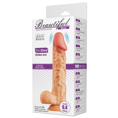 24 cm Titreşimli Realistik Belden Bağlamalı Vantuzlu Dildo Penis - Buraq