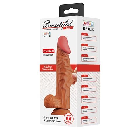 24 cm Yeni Nesil Çift Katmanlı Realistik Vantuzlu Dildo Penis - Buraq