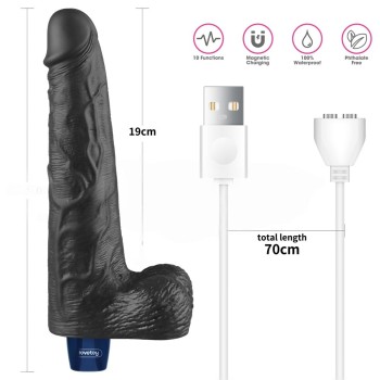 25.3 cm USB Şarjlı Yeni Nesil Realistik Titreşimli Zenci Dildo Penis