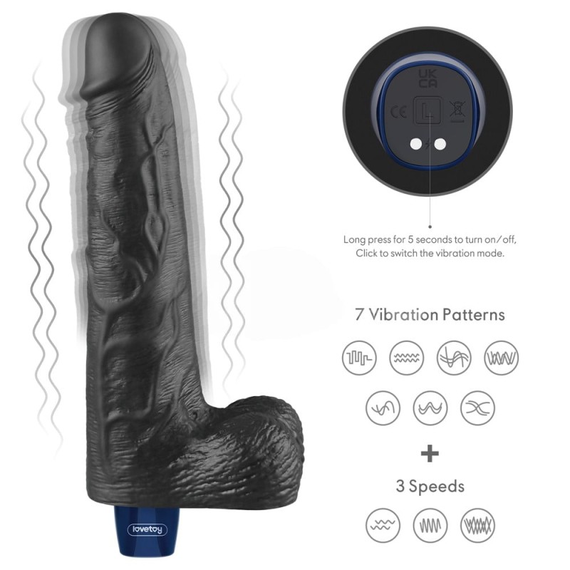 25.3 cm USB Şarjlı Yeni Nesil Realistik Titreşimli Zenci Dildo Penis