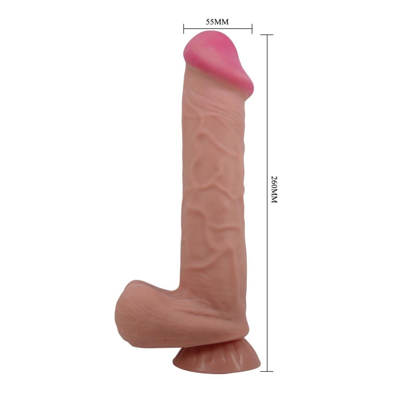 26 cm Kıkırdak Yapılı Çift Katmanlı Gerçekçi Melez Dildo Penis - Mendel