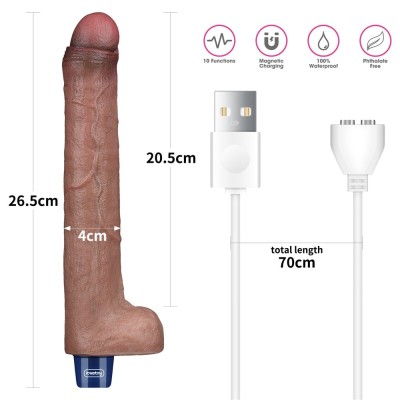 26.5 cm USB Şarjlı Yeni Nesil Realistik Titreşimli Dildo Penis