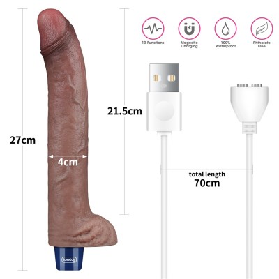 27 cm USB Şarjlı Yeni Nesil Realistik Titreşimli Dildo Penis