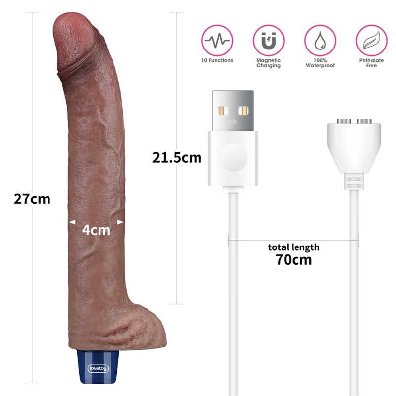 27 cm USB Şarjlı Yeni Nesil Realistik Titreşimli Dildo Penis
