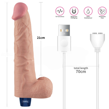 27.2 cm USB Şarjlı Yeni Nesil Realistik Titreşimli Ten Dildo Penis