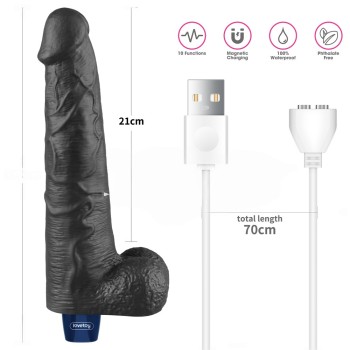 27.2 cm USB Şarjlı Yeni Nesil Realistik Titreşimli Zenci Dildo Penis