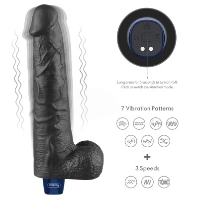 27.2 cm USB Şarjlı Yeni Nesil Realistik Titreşimli Zenci Dildo Penis