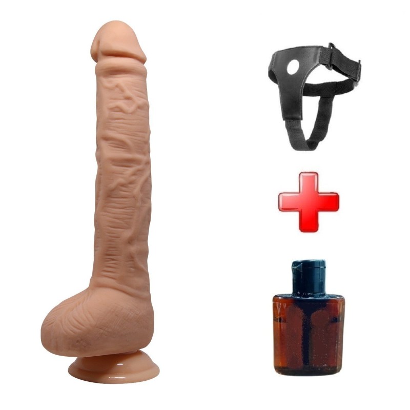 28 cm Belden Bağlamalı Büyük Boy Realistik Vantuzlu Dildo Penis - Dick