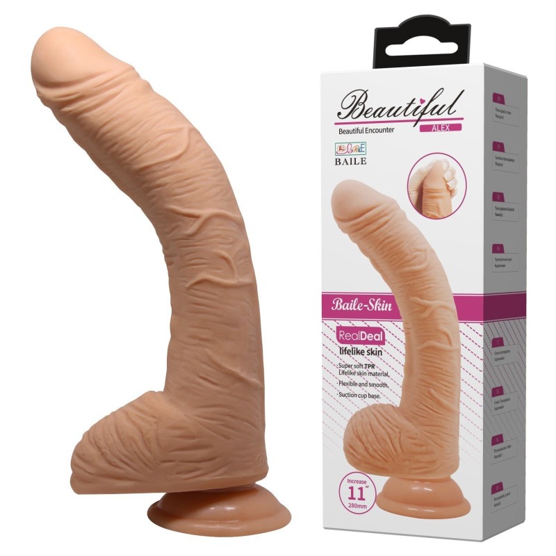 28 cm Belden Bağlamalı Gerçekçi Kalın Dildo Penis - Alex