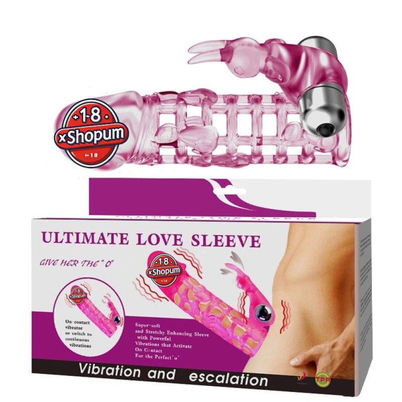 3,5 cm Uzatmalı Tavşan Figürlü Uyarıcılı Çift Titreşimli Penis Kılıfı