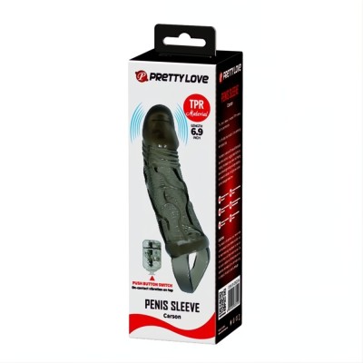 3 cm Dolgu Uzatmalı Titreşimli Zenci Penis Kılıfı Prezervatif Vibratör